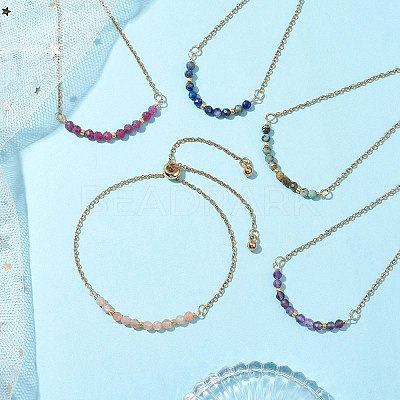 Faceted Round Natural Mixed Stone Slider Bracelets BJEW-JB10233-1