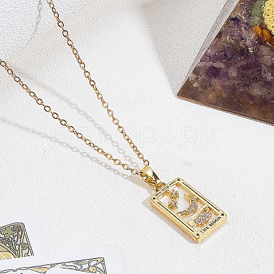 Brass with Cubic Zirconia Pendants Necklaces NJEW-LP0001-45B-G-1