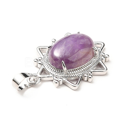 Natural Amethyst Pendants G-B033-03P-24-1