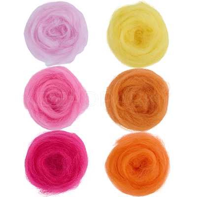 18Pcs 6 Colors DIY Wool Roving DIY-SP0005-80C-1