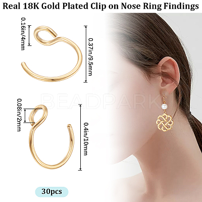 30Pcs 304 Stainless Steel Clip on Nose Ring Findings STAS-BBC0003-95G-1