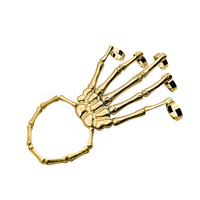 Punk Style Alloy Skeleton Hand Ring Bracelets with Finger Nails Tip Claw FS-WG41BB9-01-1