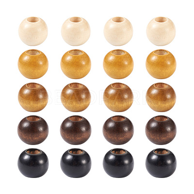 100Pcs 5 Colors Wooden Beads WOOD-CD0001-13-1