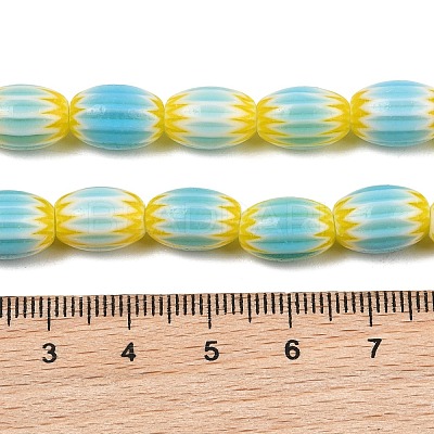 Handmade Millefiori Glass Oval Bead Strands LK-Z001-01B-04-1