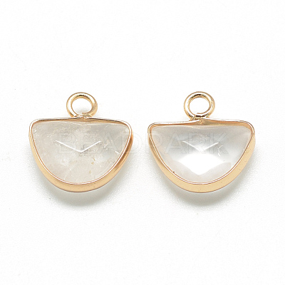 Natural Quartz Crystal Semi Circle Pendants X-G-Q965-09-1