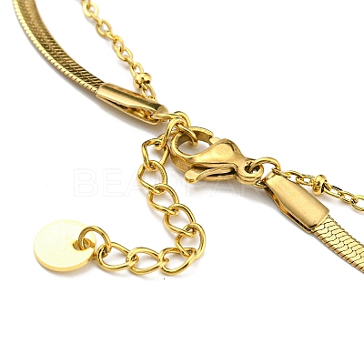 PVD Vacuum Plating 304 Stainless Steel Herringbone & Satellite Chains Double Layer Multi-strand Bracelet BJEW-Z016-07G-1