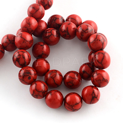 Synthetical Turquoise Gemstone Round Bead Strands TURQ-R035-12mm-04-1