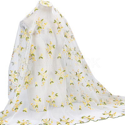 Flower Pattern Polyester Lace Fabic DIY-WH0061-021B-1