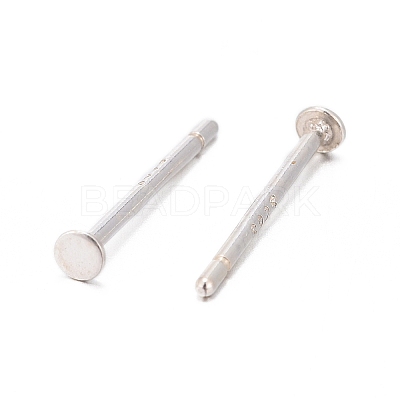 925 Sterling Silver Flat Pad  Stud Earring Findings STER-K167-045A-S-1