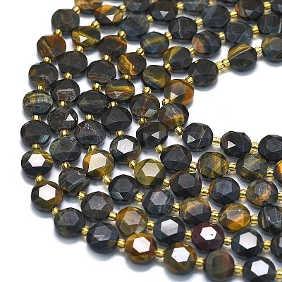 Natural Yellow Blue Tiger Eye Beads Strands G-C116-A124-01-1
