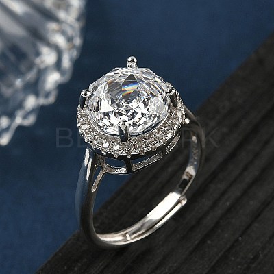 925 Sterling Silver Micro Pave Cubic Zirconia Finger Rings RJEW-B134-01B-03-1
