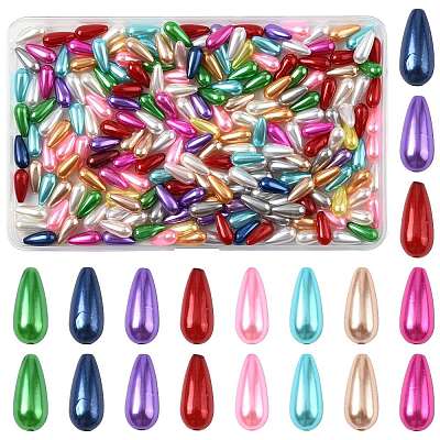 172Pcs 102G ABS Plastic Imitation Pearl Teardrop Beads MACR-FS0002-24-1