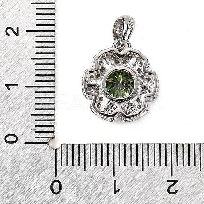 925 Sterling Silver  Moissanite Rhinestone Flower Charms STER-D308-01B-P-1