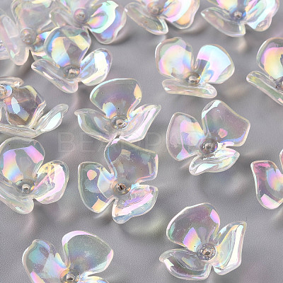 3-Petal Transparent Acrylic Bead Caps TACR-S156-016-1