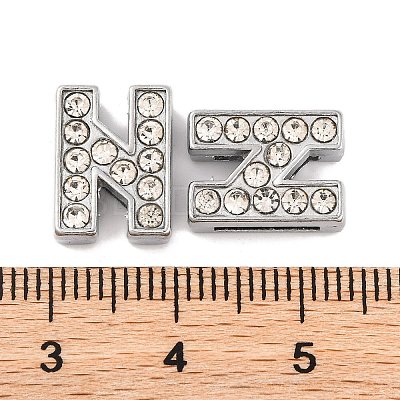 Alloy Initial Slide Charms with Grade A Rhinestones ALRI-R032-N-FF-1