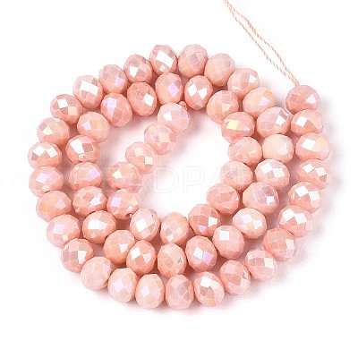 Anti-Tarnish Electroplate Rondelle Glass Beads Strands EGLA-T021-8mm-17-10-1