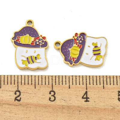 Halloween Theme Ion Plating(IP) 304 Stainless Steel Enamel Pendants STAS-M011-01D-1