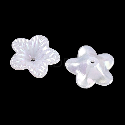 Plating Opaque Acrylic Imitation Shell Bead Cap OACR-P039-03C-1