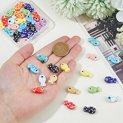 60Pcs 12 Styles Glazed Porcelain Beads PORC-FH0001-14-1