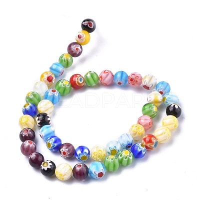 Round Handmade Millefiori Glass Beads Strands LK-R004-82-1