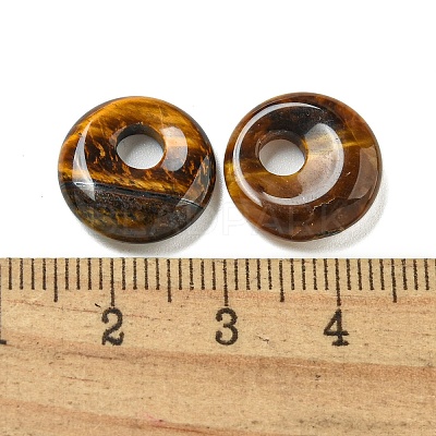 Natural Tiger Eye Donut/Pi Disc Charms G-G142-02B-1