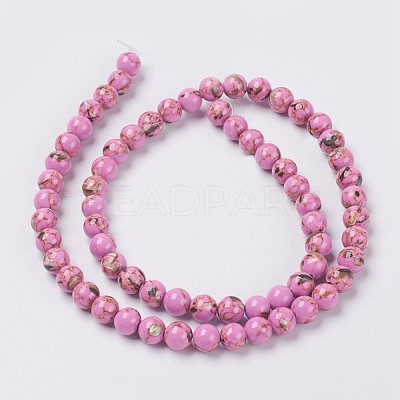Sea Shell and Synthetic Turquoise Assembled Beads Strands G-G758-05-8mm-1