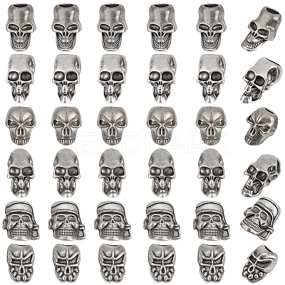 30Pcs 6 Styles Tibetan Style Alloy European Beads MPDL-PH0001-18AS-1