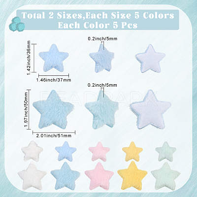 50Pcs 10 Colors Single Face Wool Fibre Cabochons FIND-SC0020-32-1