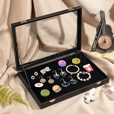 PU Presentation Clear Glass Lid Boxes CON-WH0086-023-1