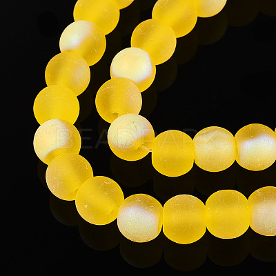 Frosted Transparent Glass Beads Strands GLAA-T032-T6mm-MBB11-1