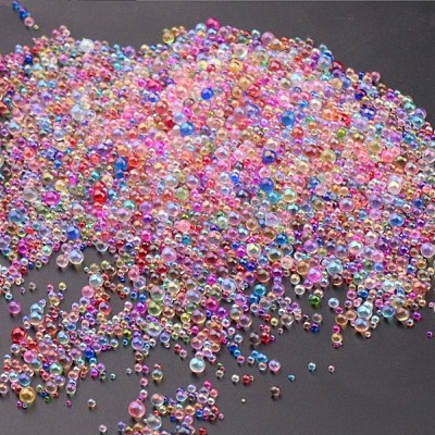 AB Color Plated 3D Nail Art Glass Mini Ball Beads LS-MRMJ-WH0064-40J-1