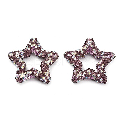 Star Shape Polymer Clay Rhinestone Beads CLAY-NH0001-06F-1