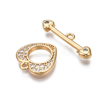 Brass Micro Pave Clear Cubic Zirconia Toggle Clasps KK-Q278-005-NF-1