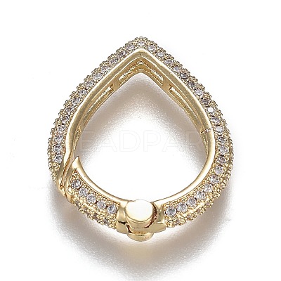 Brass Micro Pave Clear Cubic Zirconia Spring Gate Rings ZIRC-F120-009G-1