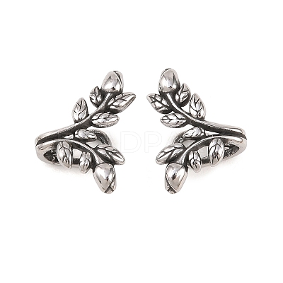 Leaf 316 Stainless Steel Non- Piercing Cartilage Earrings AJEW-C044-09AS-1