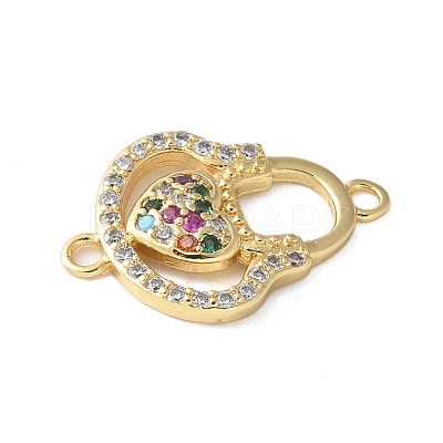 Brass Micro Pave Colorful Cubic Zirconia Heart Handbag Connector Charms KK-A252-21G-1
