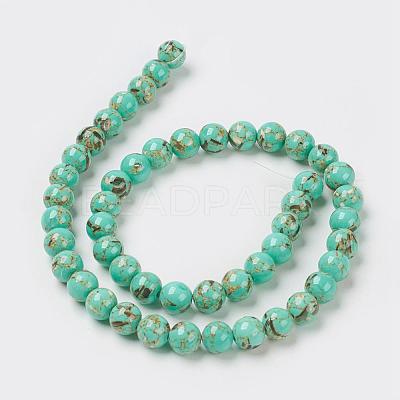 Sea Shell and Synthetic Turquoise Assembled Beads Strands G-G758-07-10mm-1