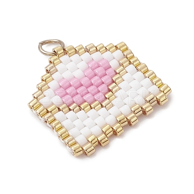Beaded Heart Envelope Charms PALLOY-MZ01092-01-1