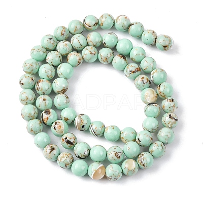 Sea Shell and Synthetic Turquoise Assembled Beads Strands G-G758-07-6mm-1