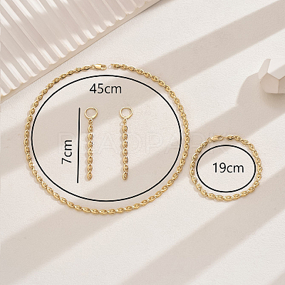 Brass Chain Bracelets & Earrings & Necklaces Sets for Everyday Women's Fashion Accessories FY4215-1