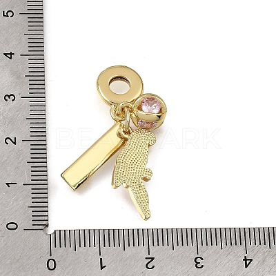 Brass Micro Pave Cubic Zirconia European Dangle Pendants KK-CBAA632-09G-1