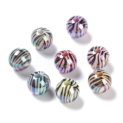 UV Plating Rainbow Iridescent Opaque Acrylic Beads MACR-K361-02B-1