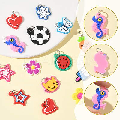102Pcs 17 Styles Silicone Pendants SIL-SC0002-96-1