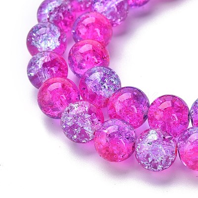 1 Strand Transparent Crackle Glass Round Beads Strands X-CCG-Q002-10mm-09-1