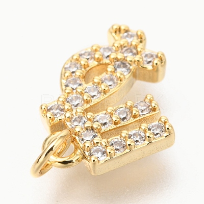 Brass Micro Pave Clear Cubic Zirconia Charms ZIRC-O036-30G-G-1