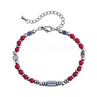 Natural Coral & Stainless Steel Beaded Bracelets for Women ID8226-4-1