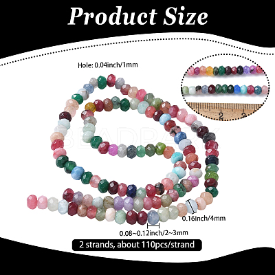 2 Strands Dyed Natural Malaysia Jade Rondelle Beads Strands G-PA0001-84-1