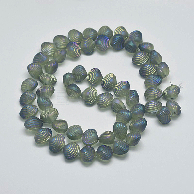 Frosted Electroplate Glass Shell Beads Strands EGLA-M002-B04-1