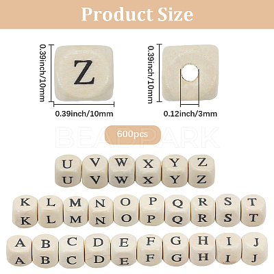 600Pcs Natural Maple Wood Printed Beads WOOD-PA0001-20-1