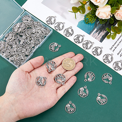 60Pcs Tibetan Style Alloy Howling Wolf Pendants FIND-DC0007-25-1